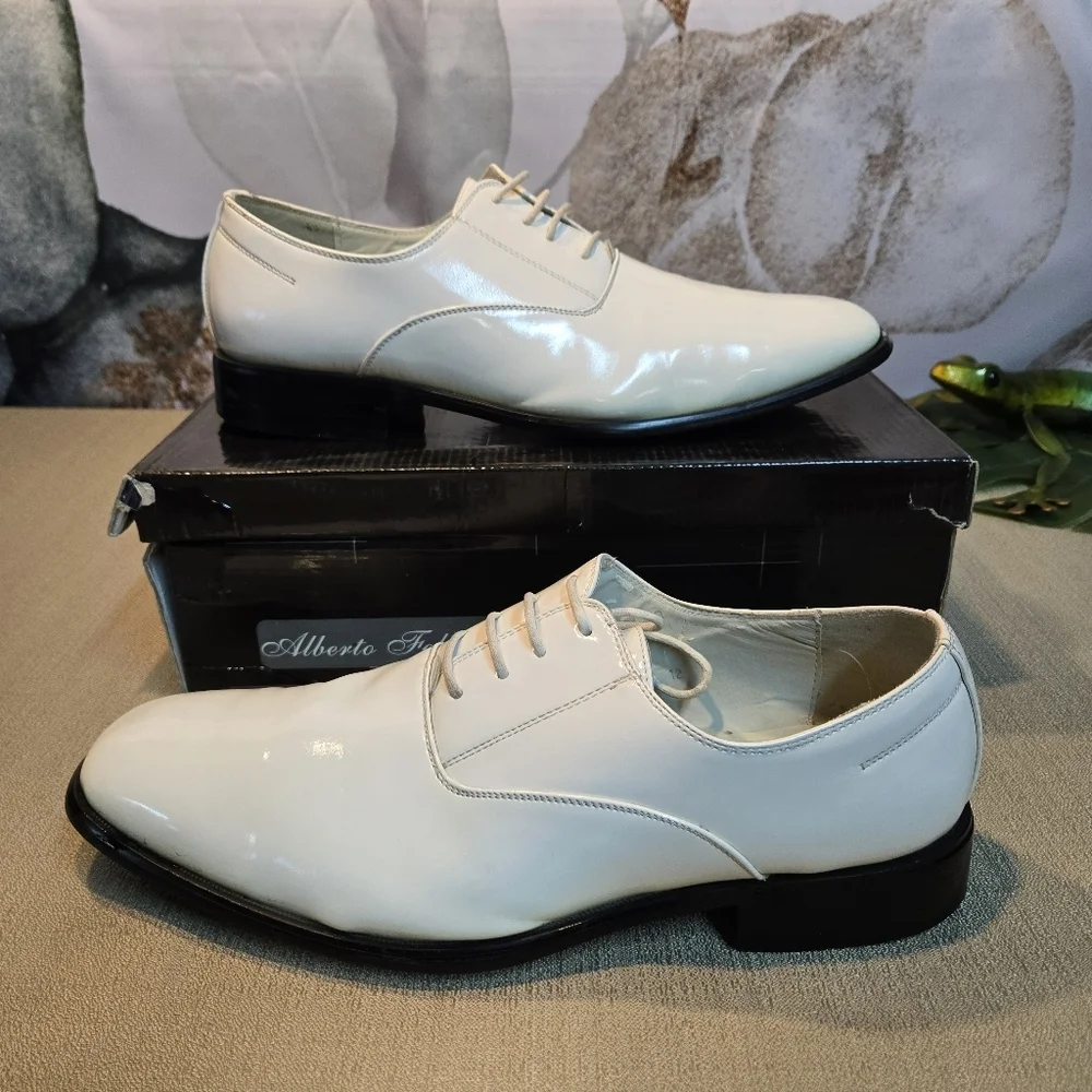 Alberto Fellini Men's White Patent Formal Oxfords sz 12